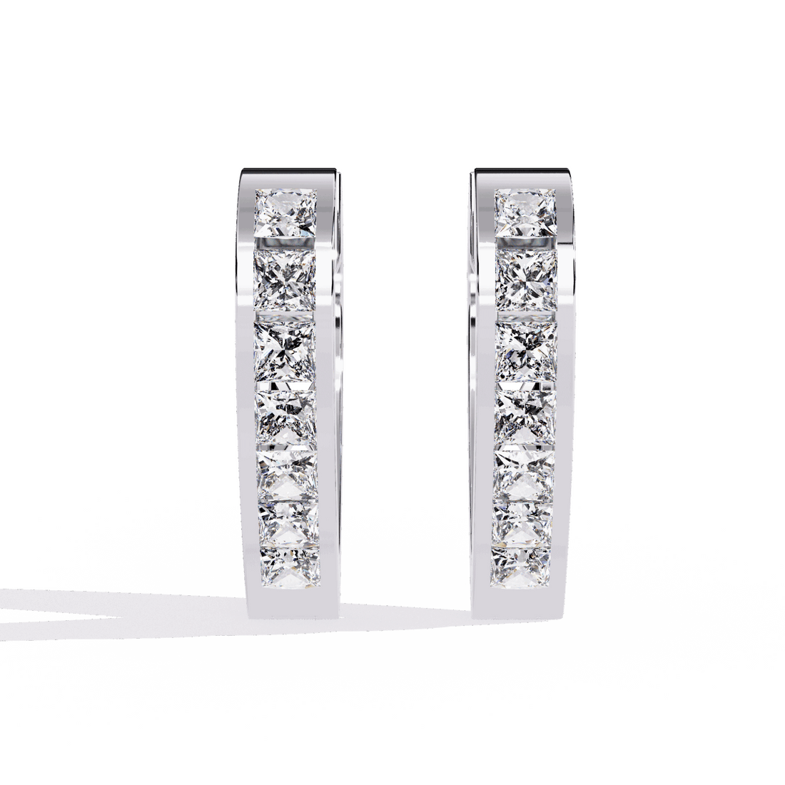0.8 Carat Princess Channel Hoop Earrings in Moissanite | House of Estara