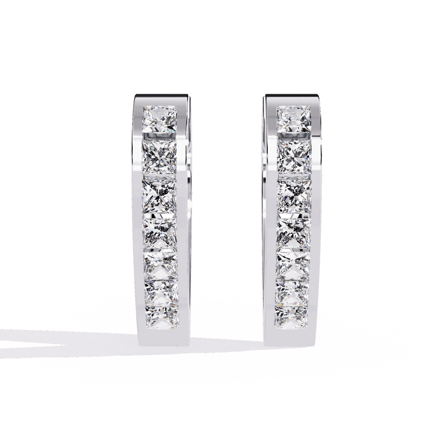 0.8 Carat Princess Channel Hoop Earrings in Moissanite | House of Estara