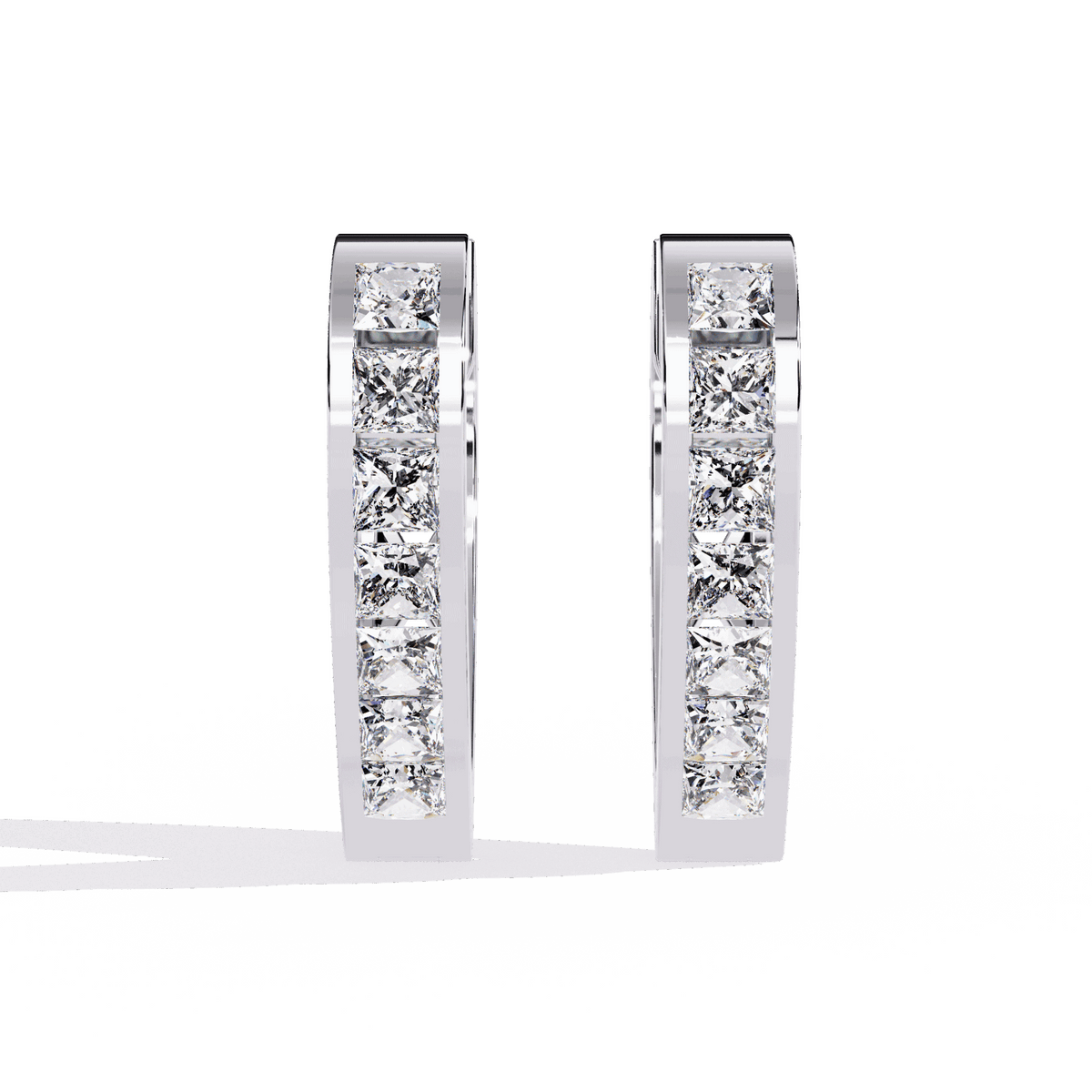 0.8 Carat Princess Channel Hoop Earrings in Moissanite | House of Estara