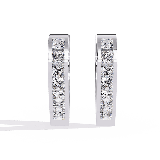 0.8 Carat Princess Channel Hoop Earrings in Moissanite | House of Estara