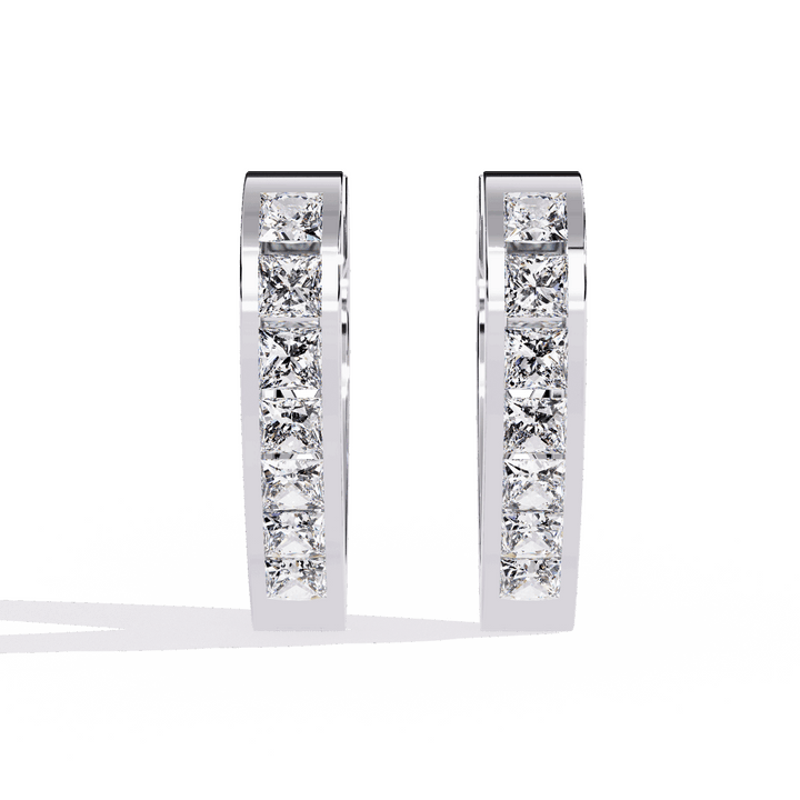 0.8 Carat Princess Channel Hoop Earrings in Moissanite | House of Estara