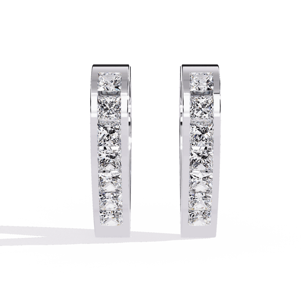 Princess Cut Channel Heart Hoop Earrings