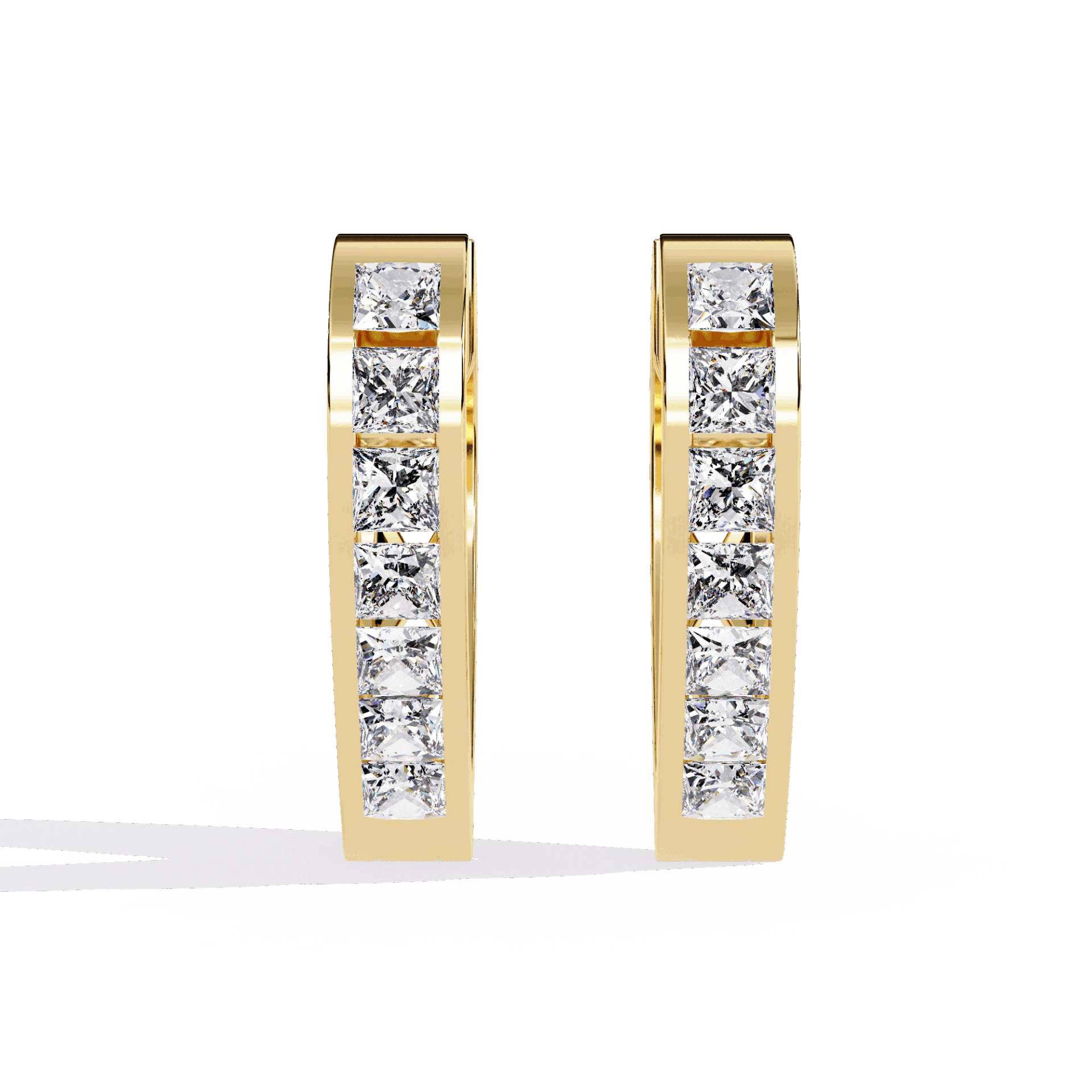 0.8 Carat Princess Channel Hoop Earrings in Moissanite | House of Estara