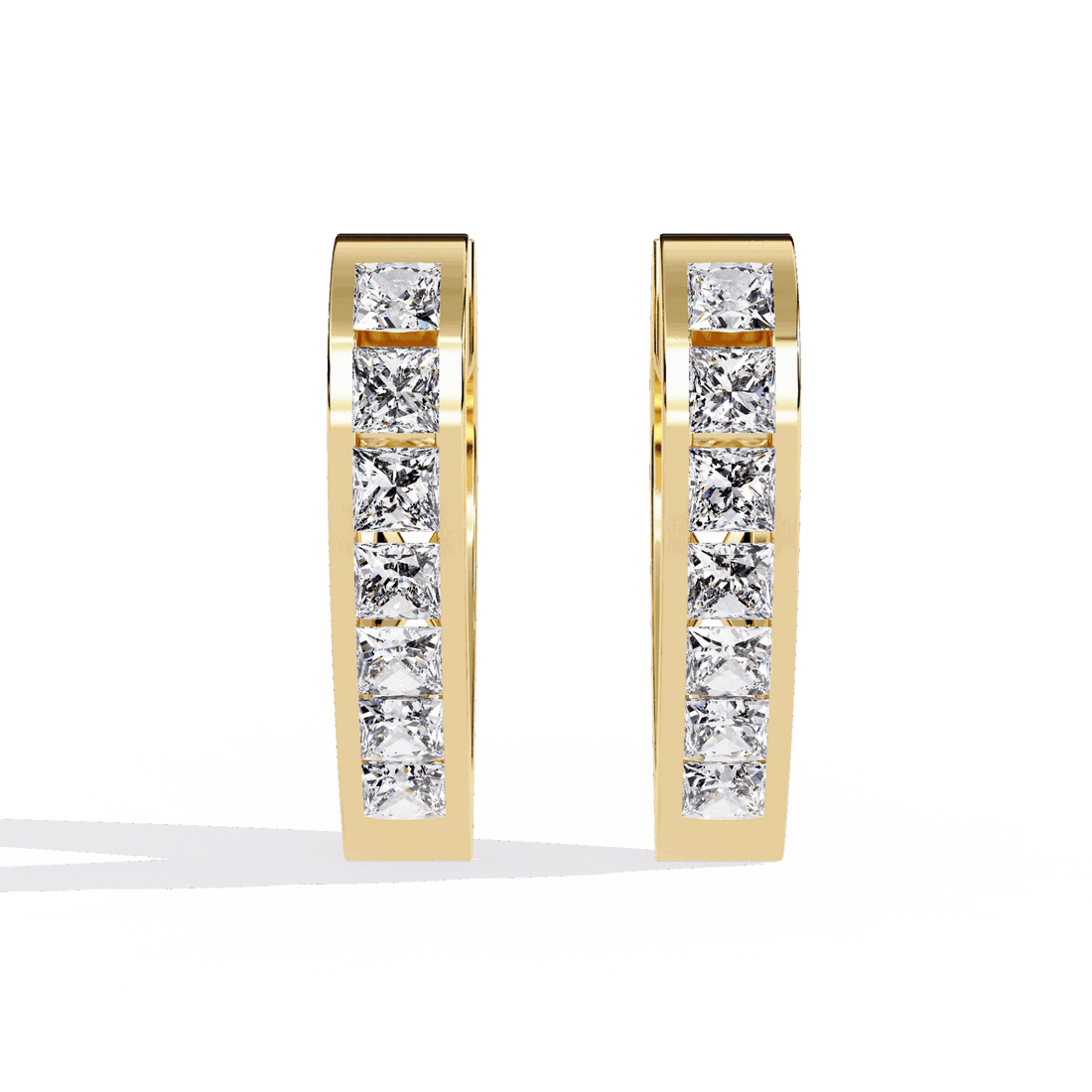 0.8 Carat Princess Channel Hoop Earrings in Moissanite | House of Estara