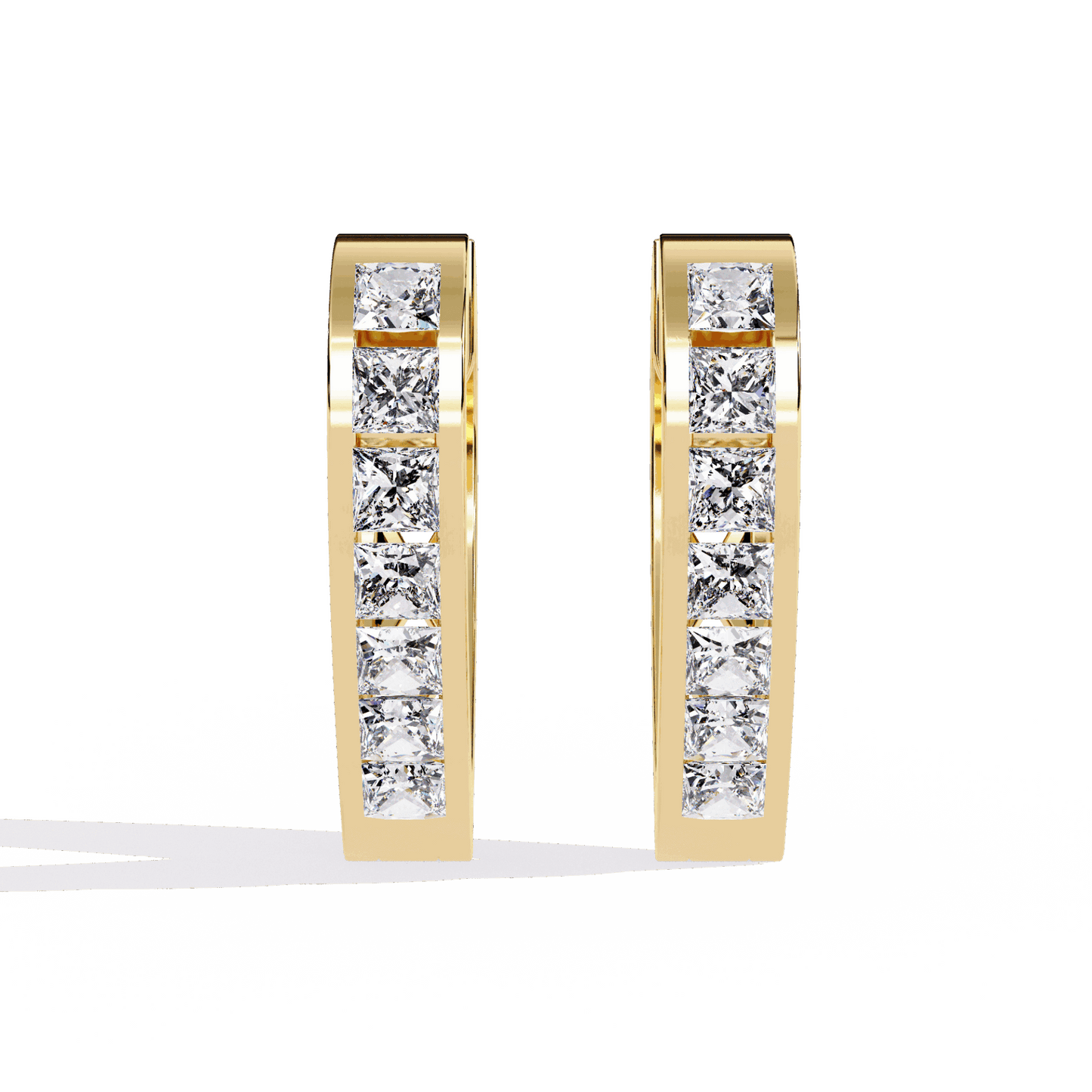 0.8 Carat Princess Channel Hoop Earrings in Moissanite | House of Estara