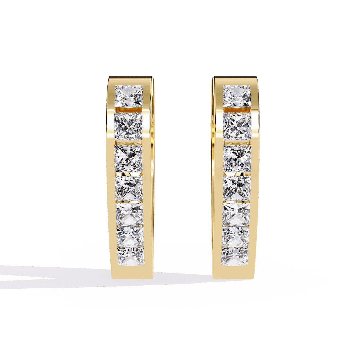 0.8 Carat Princess Channel Hoop Earrings in Moissanite | House of Estara