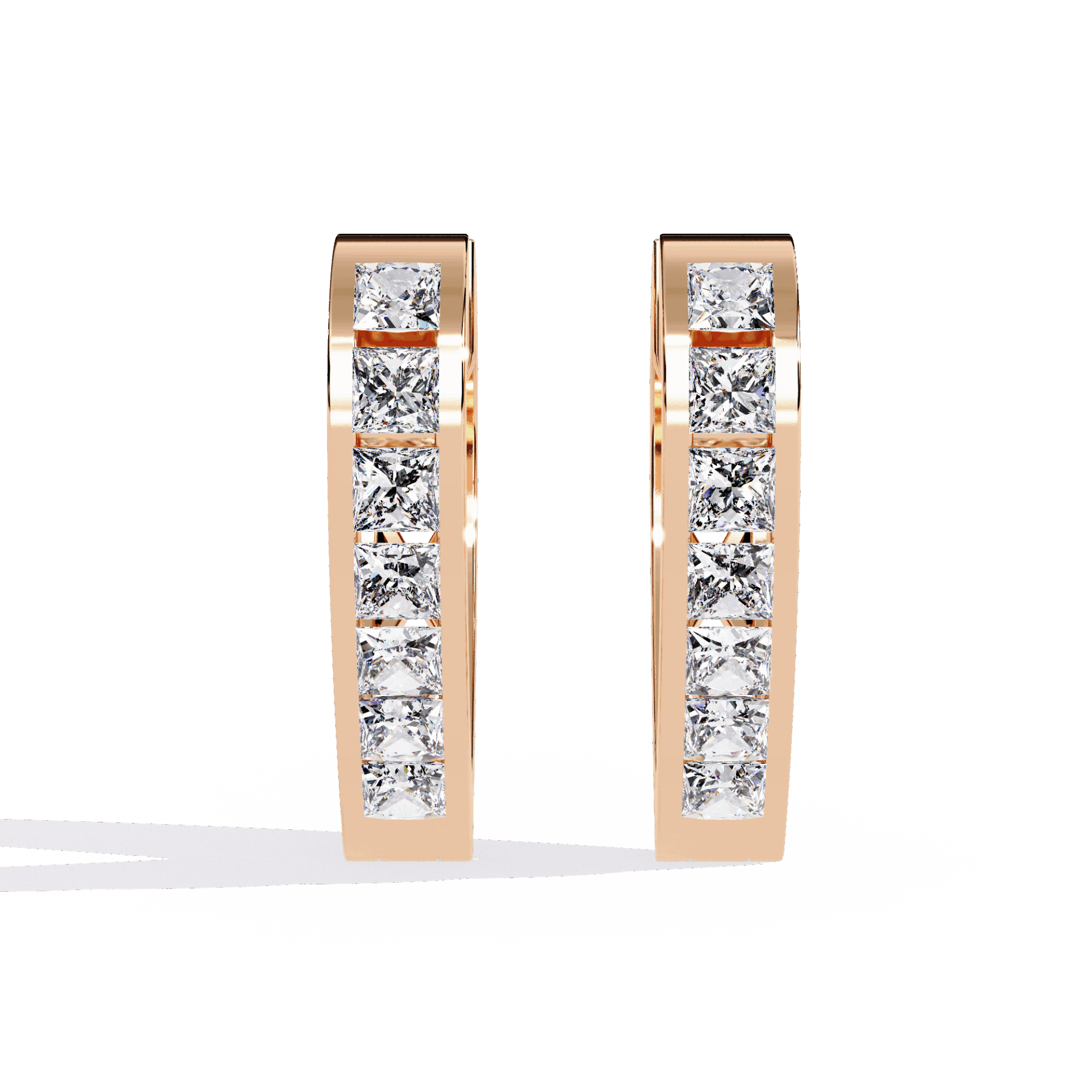 0.8 Carat Princess Channel Hoop Earrings in Moissanite | House of Estara
