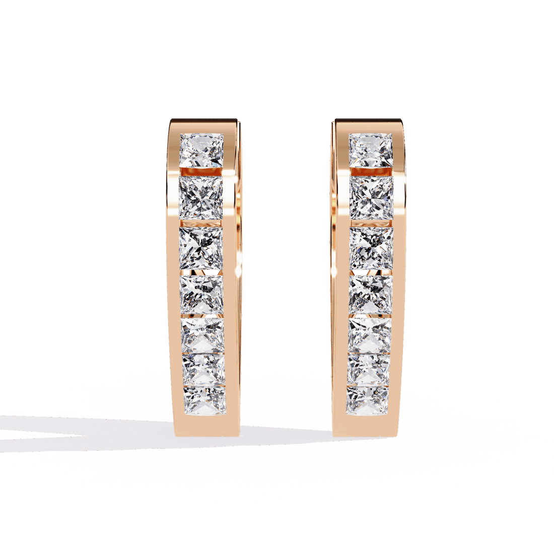0.8 Carat Princess Channel Hoop Earrings in Moissanite | House of Estara