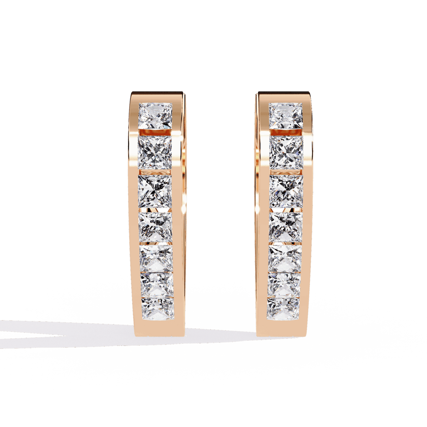 0.8 Carat Princess Channel Hoop Earrings in Moissanite | House of Estara