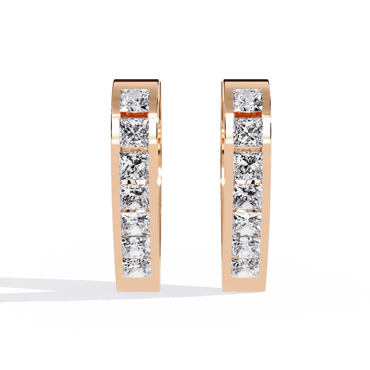 0.8 Carat Princess Channel Hoop Earrings in Moissanite | House of Estara
