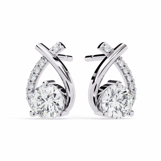 1.25 Carat Round Cluster Stud Earrings in Moissanite | House of Estara