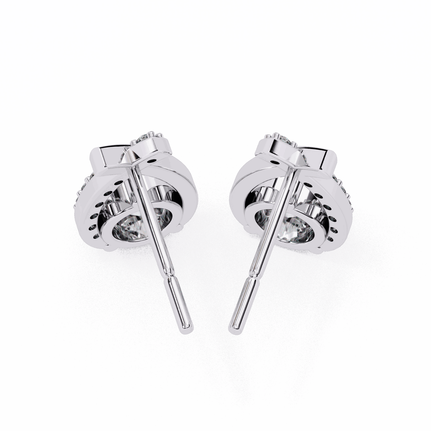 1.25 Carat Round Cluster Stud Earrings in Moissanite | House of Estara