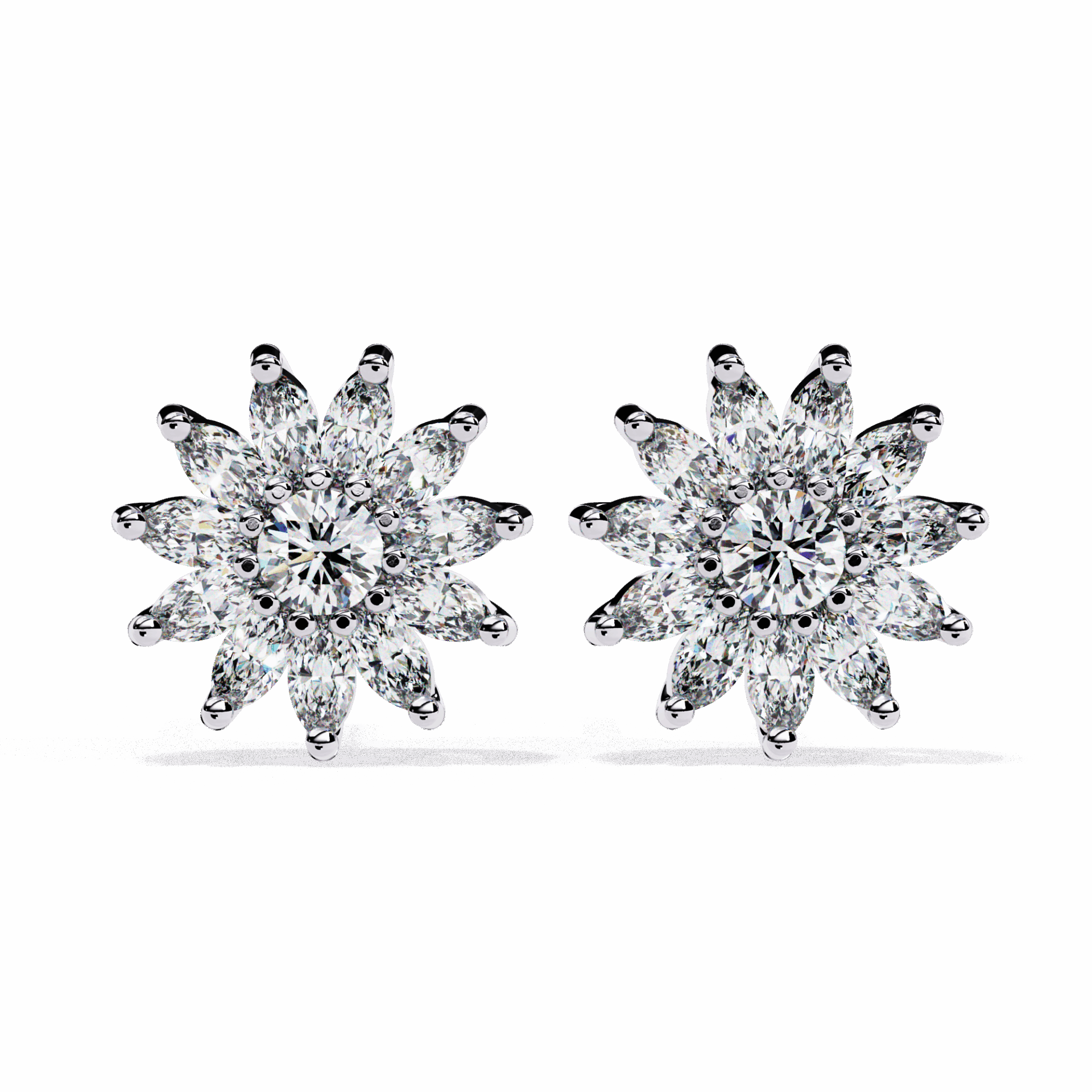 1.25 Carat Marquise and Round Stud Earrings in Moissanite | House of Estara