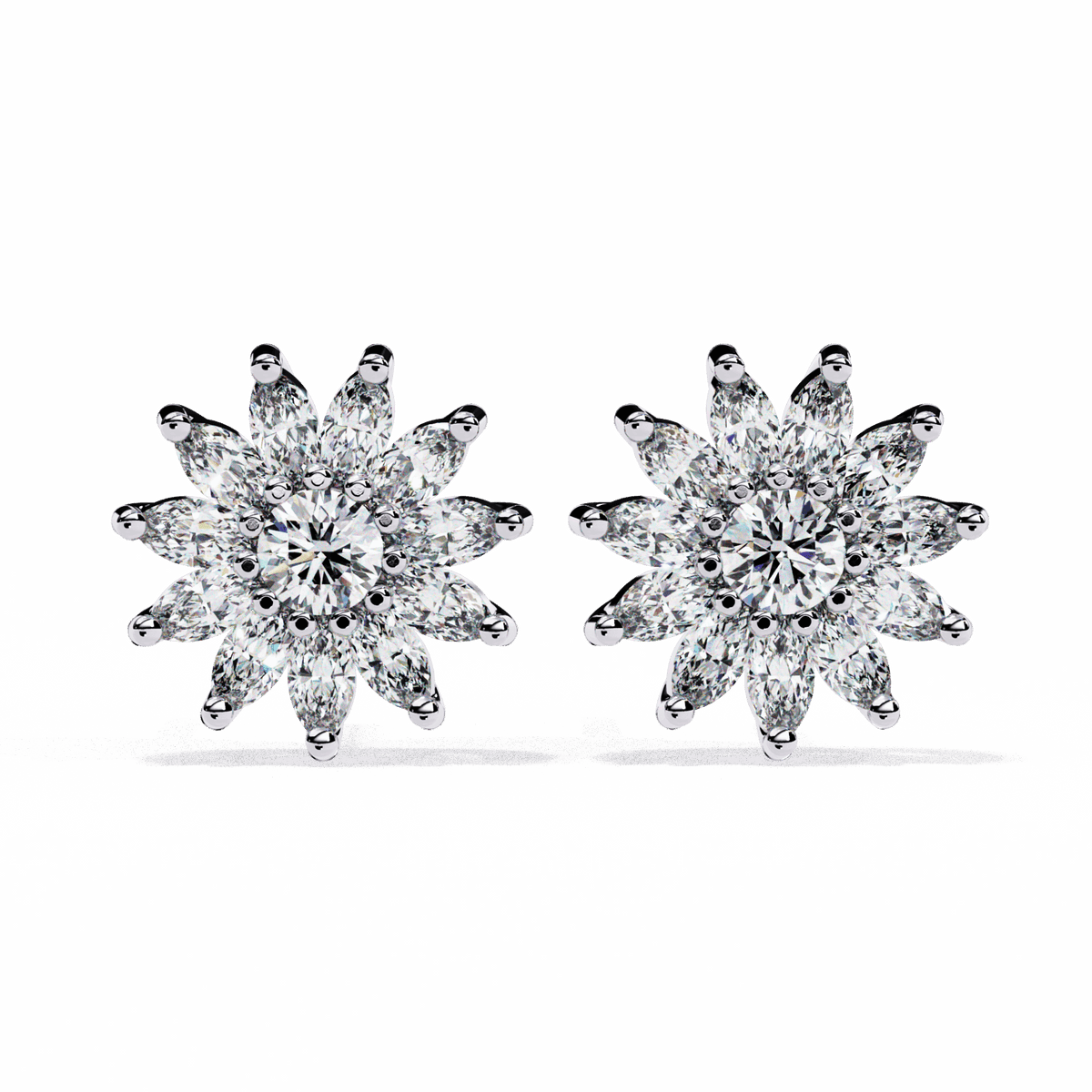 1.25 Carat Marquise and Round Stud Earrings in Moissanite | House of Estara