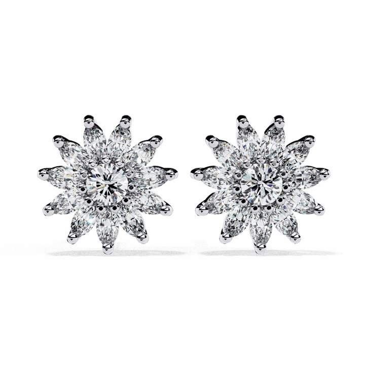 1.25 Carat Marquise and Round Stud Earrings in Moissanite | House of Estara