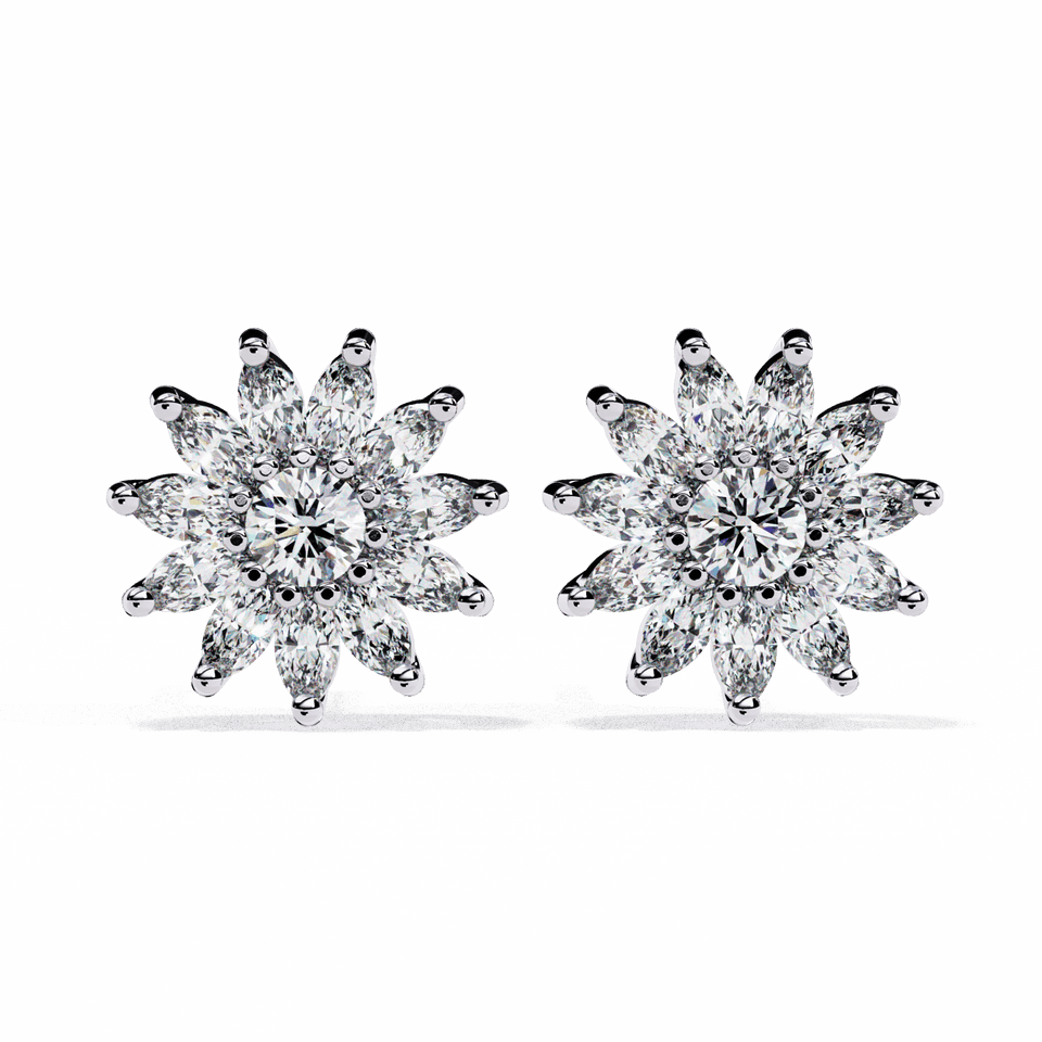 Marquise and Round Stud Earrings
