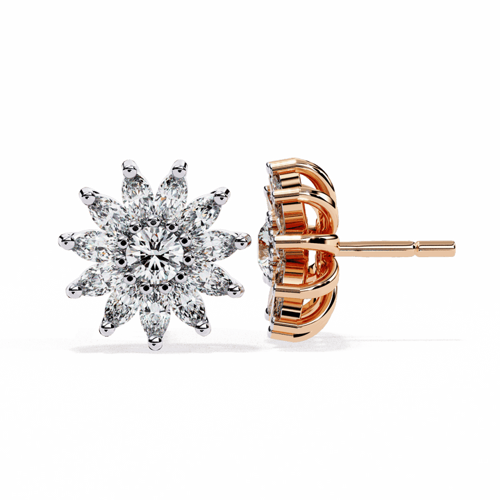 1.25 Carat Marquise and Round Stud Earrings in Moissanite | House of Estara