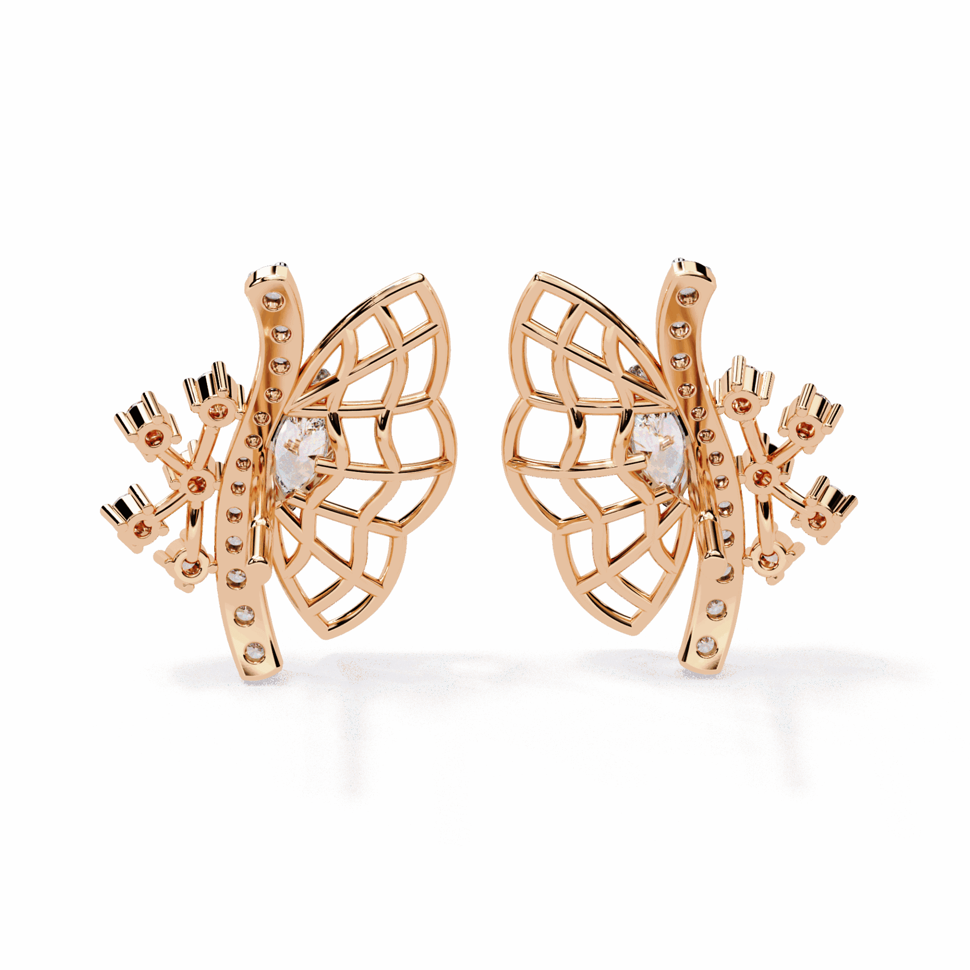 0.4 Carat Marquise and Round Cluster Stud Earrings in Moissanite | House of Estara