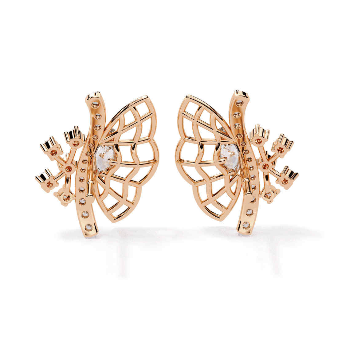 0.4 Carat Marquise and Round Cluster Stud Earrings in Moissanite | House of Estara
