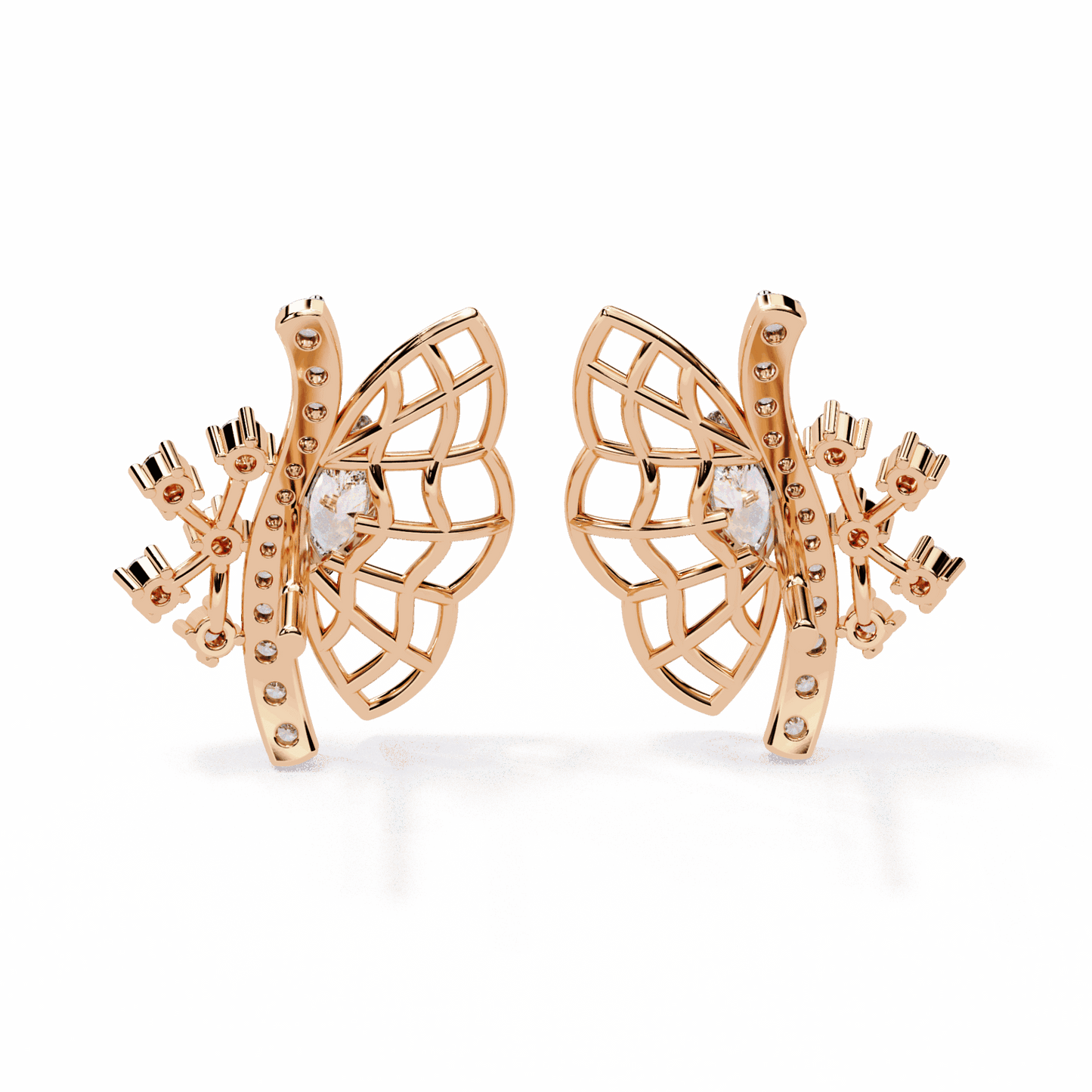 0.4 Carat Marquise and Round Cluster Stud Earrings in Moissanite | House of Estara