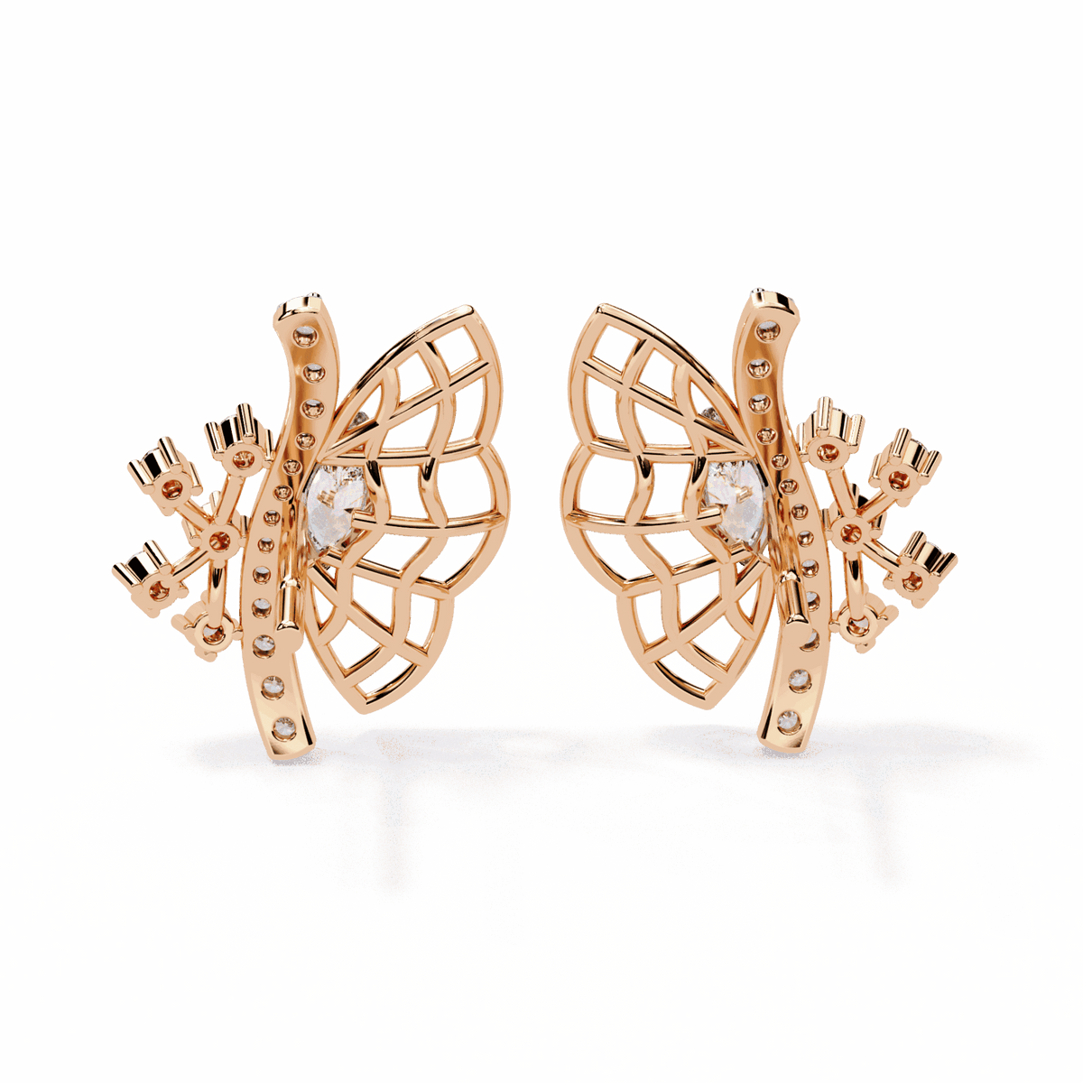 0.4 Carat Marquise and Round Cluster Stud Earrings in Moissanite | House of Estara