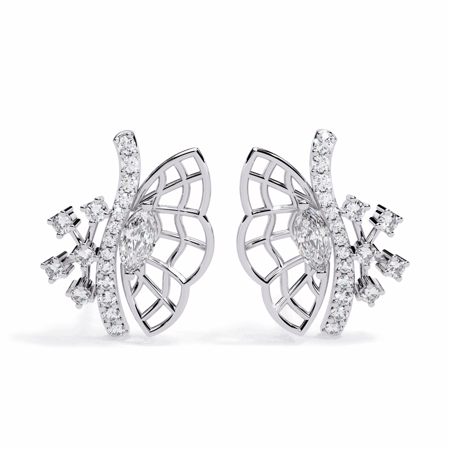 0.4 Carat Marquise and Round Cluster Stud Earrings in Moissanite | House of Estara