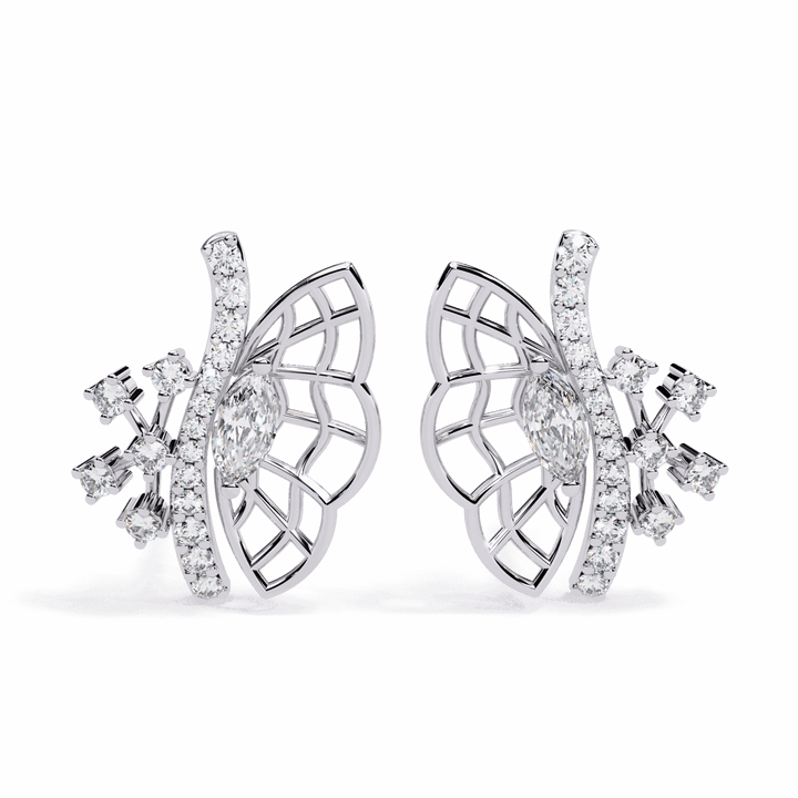 0.4 Carat Marquise and Round Cluster Stud Earrings in Moissanite | House of Estara