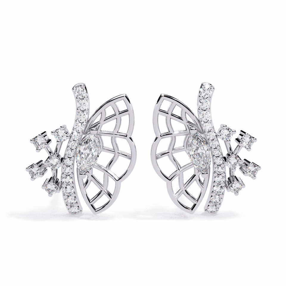 Marquise and Round Cluster Stud Earrings