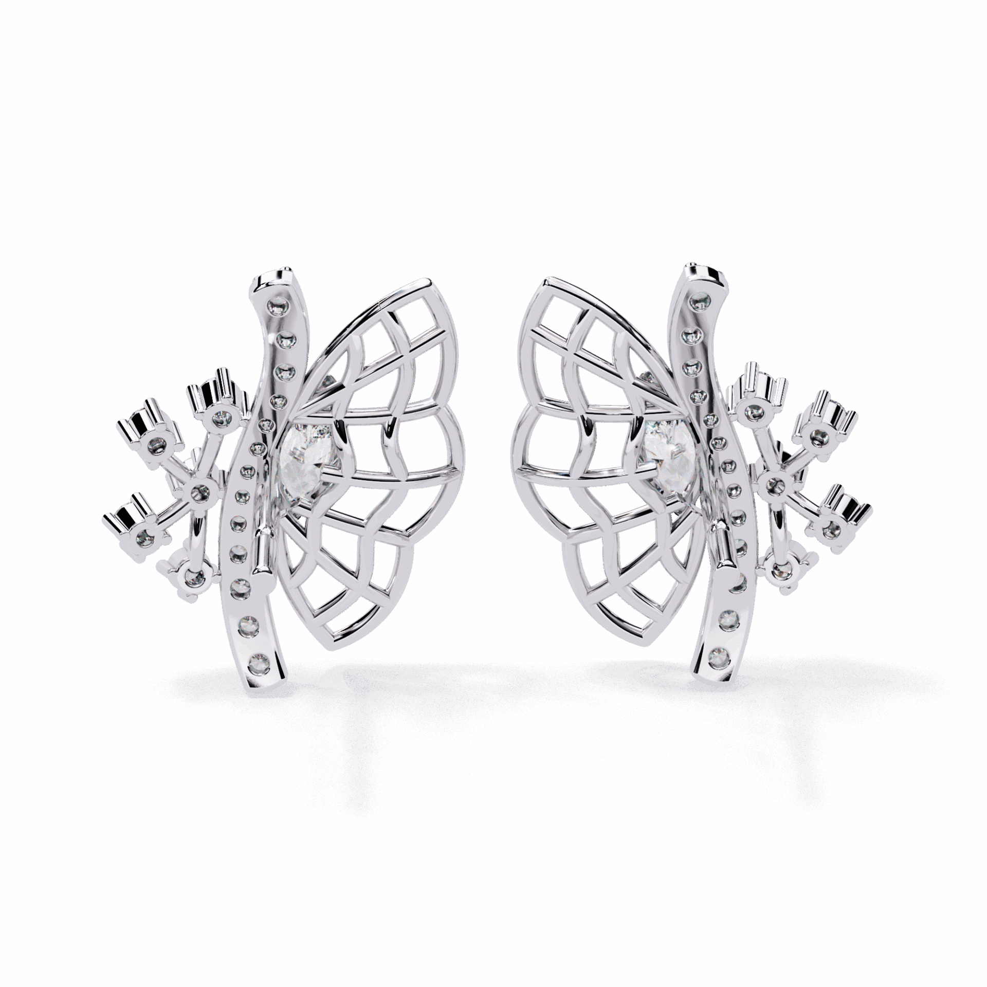 0.4 Carat Marquise and Round Cluster Stud Earrings in Moissanite | House of Estara
