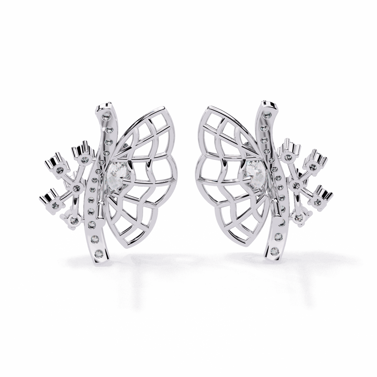 0.4 Carat Marquise and Round Cluster Stud Earrings in Moissanite | House of Estara