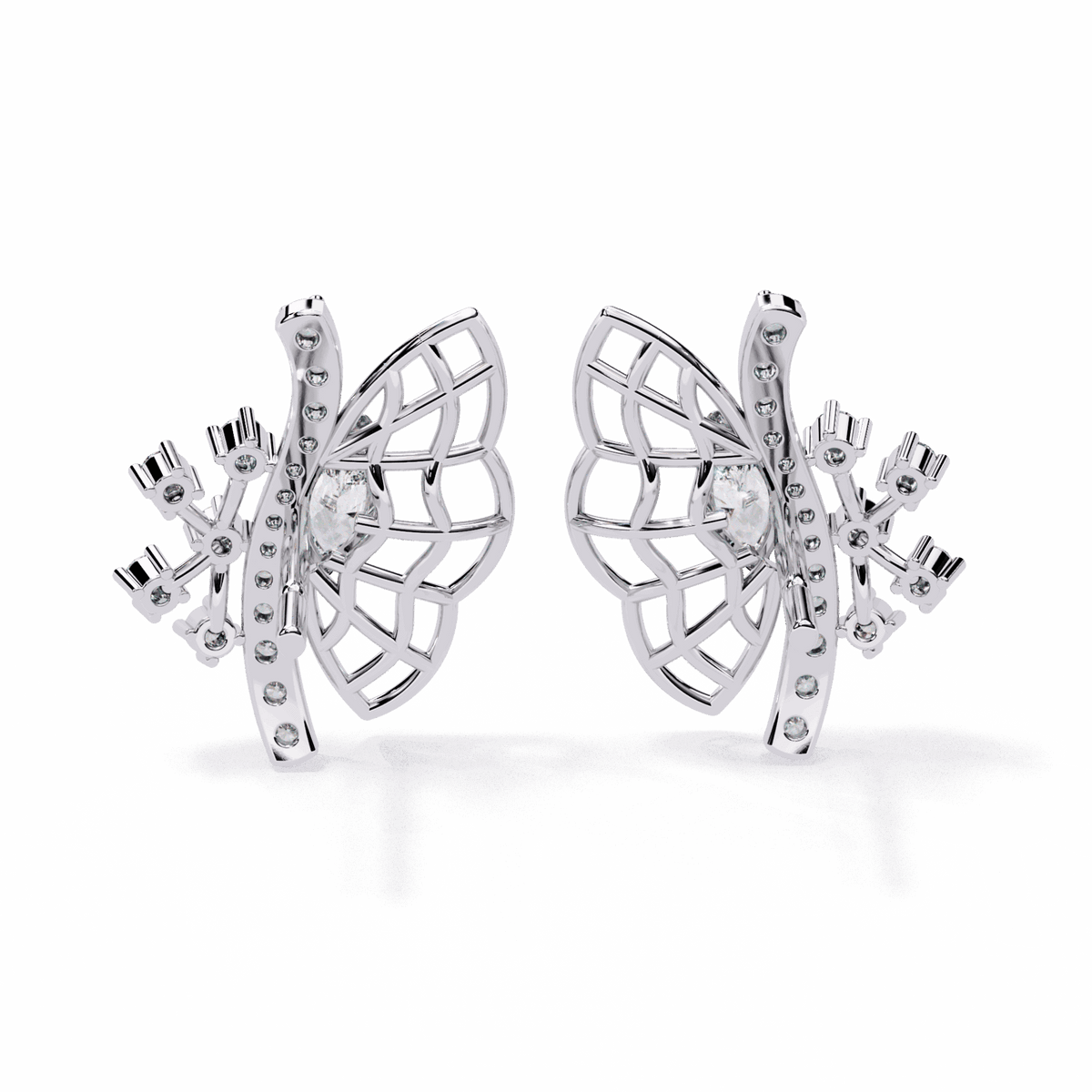 0.4 Carat Marquise and Round Cluster Stud Earrings in Moissanite | House of Estara