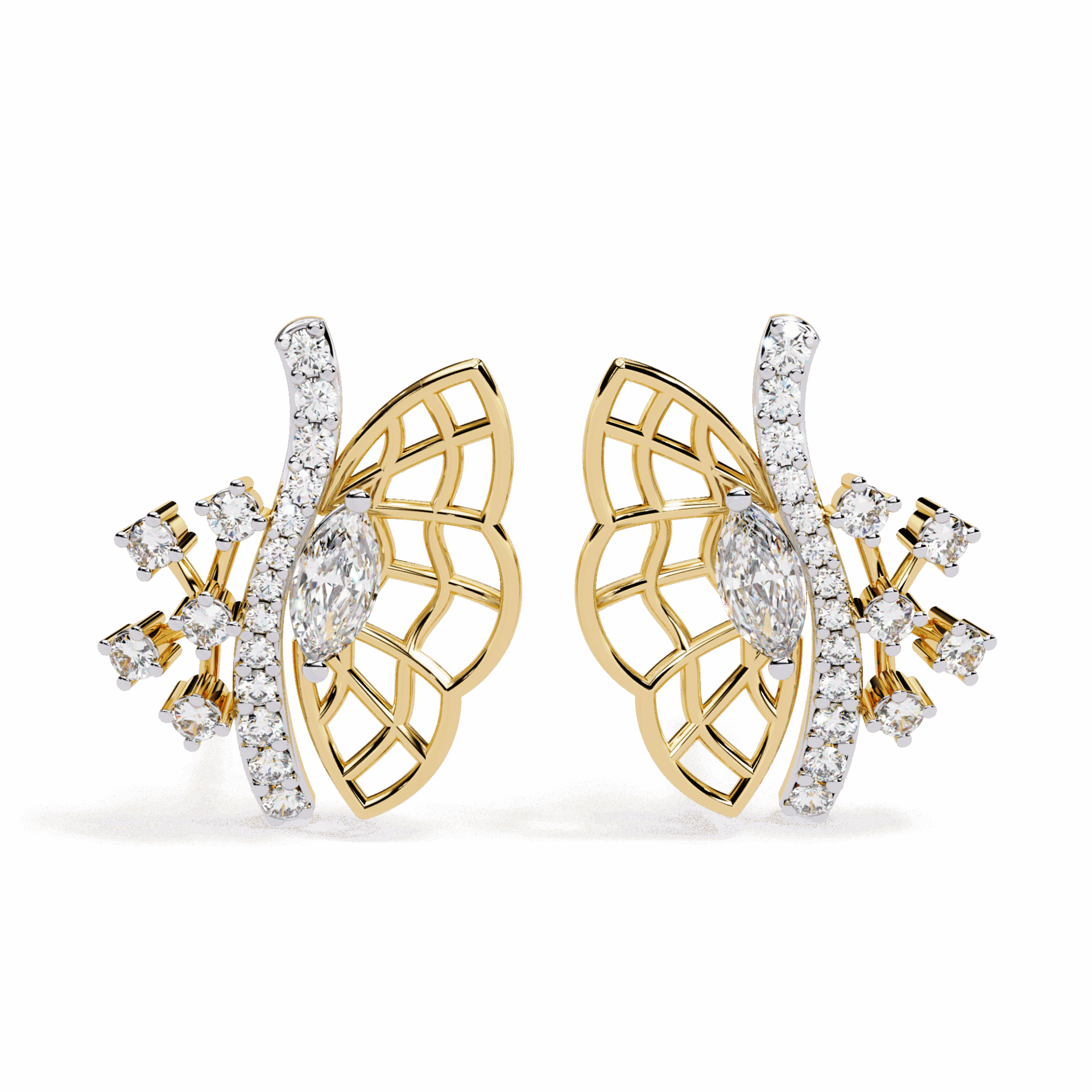 0.4 Carat Marquise and Round Cluster Stud Earrings in Moissanite | House of Estara