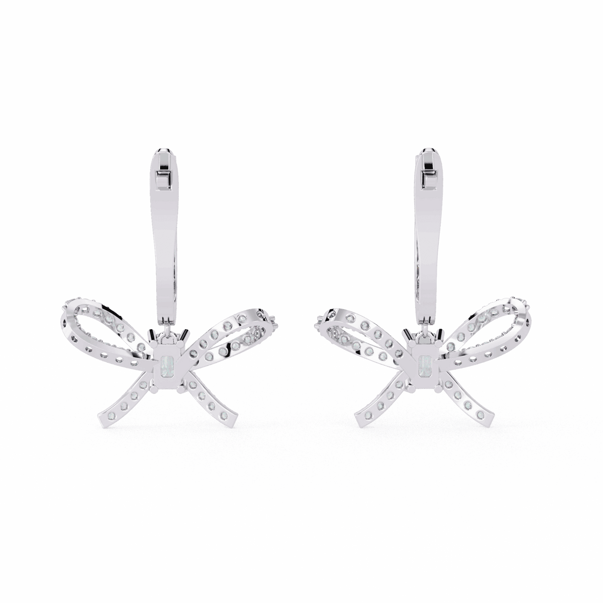 1.25 Carat Ribbon Emerald & Round Dangle Earrings in Moissanite | House of Estara