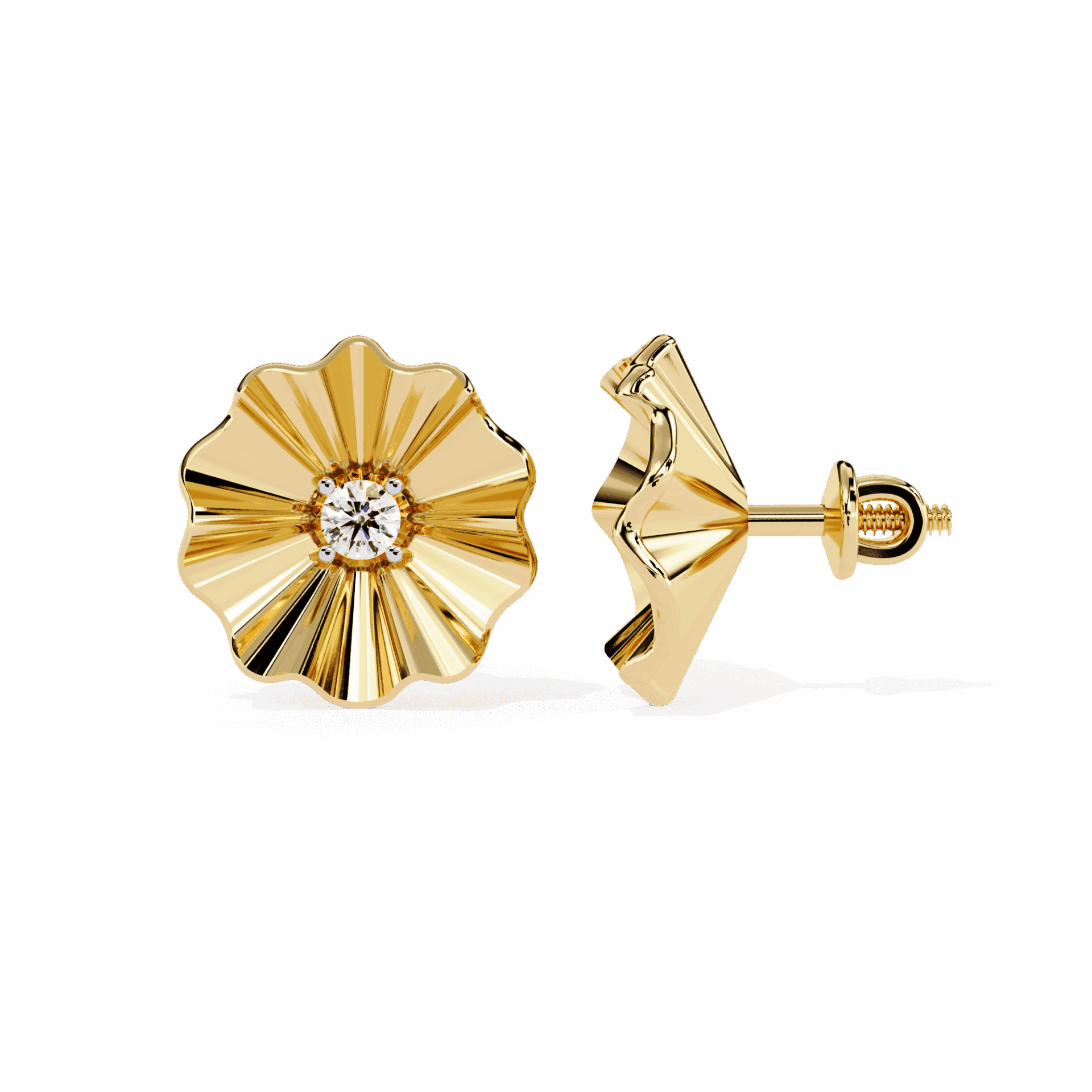 0.06 Carat Refined Round Solitaire Earrings in Moissanite | House of Estara