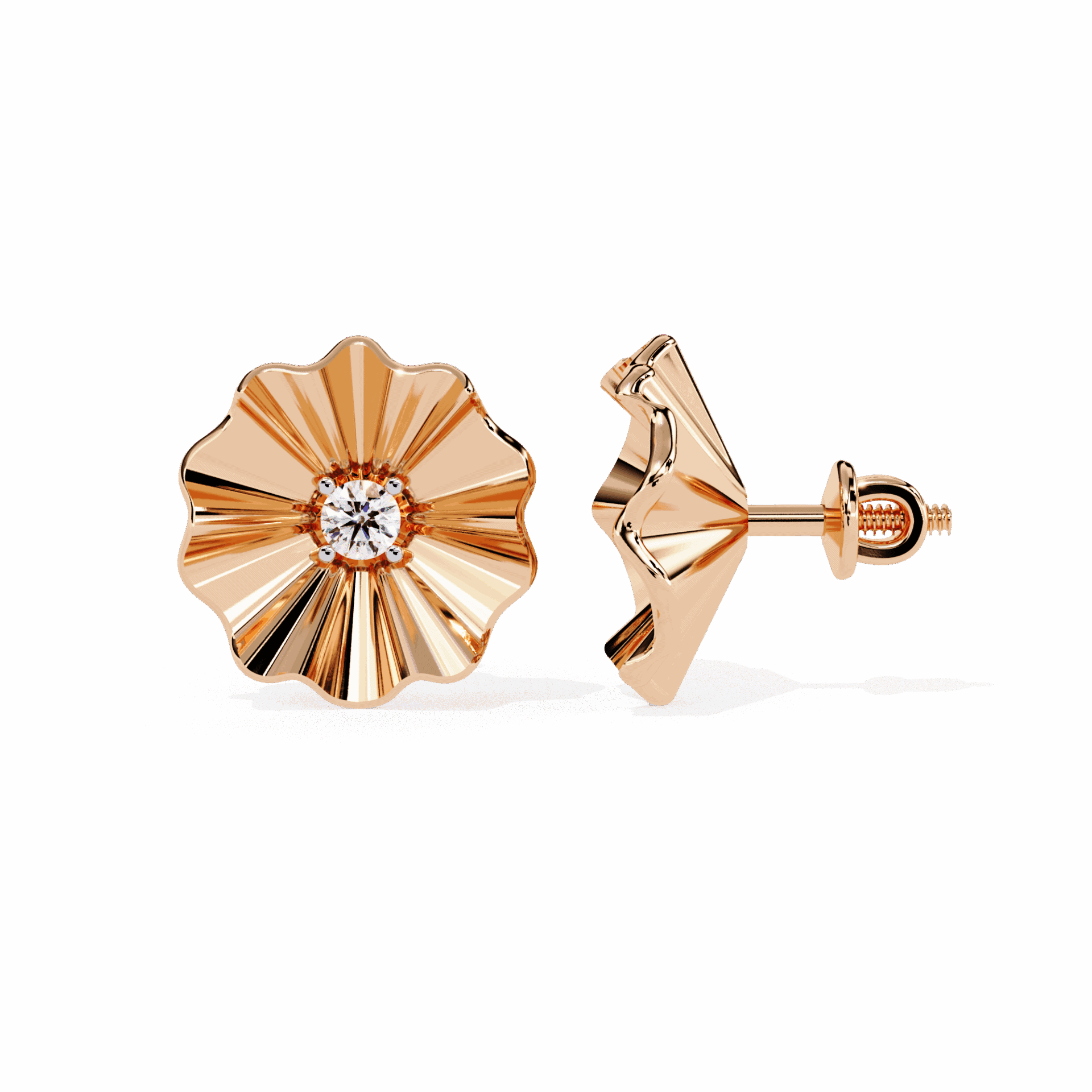 0.06 Carat Refined Round Solitaire Earrings in Moissanite | House of Estara