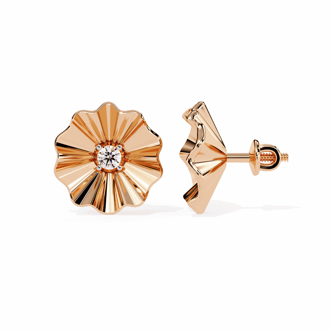 0.06 Carat Refined Round Solitaire Earrings in Moissanite | House of Estara