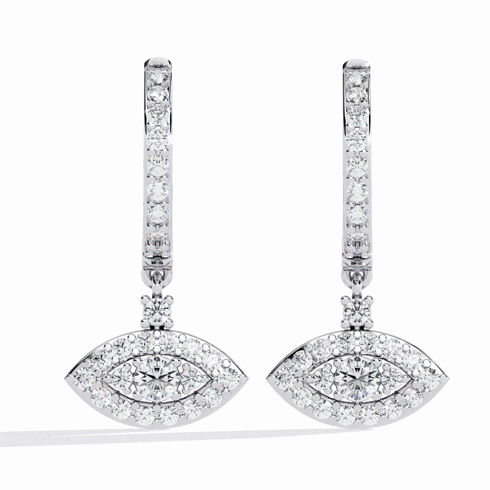 0.5 Carat Marquise Halo Drop Earrings in Moissanite | House of Estara