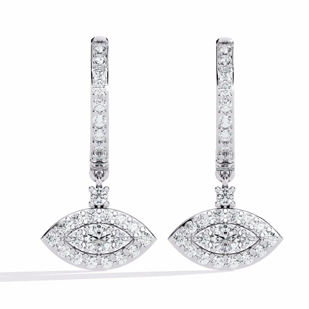 0.5 Carat Marquise Halo Drop Earrings in Moissanite | House of Estara
