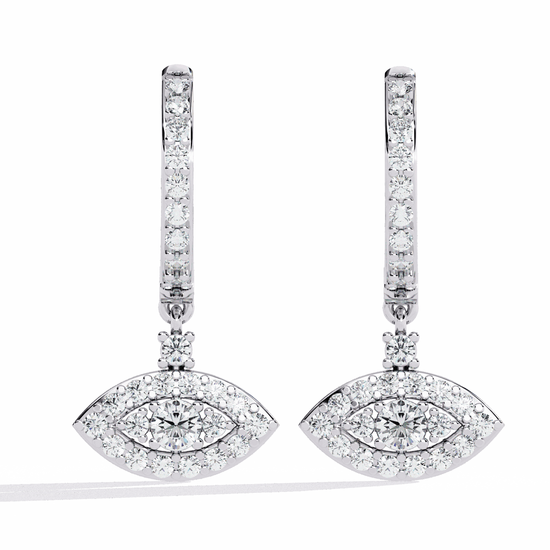 0.5 Carat Marquise Halo Drop Earrings in Moissanite | House of Estara