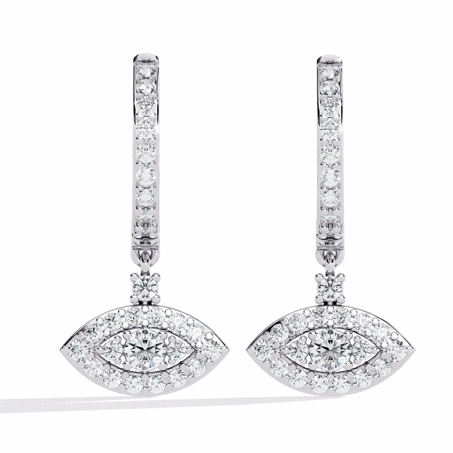 0.5 Carat Marquise Halo Drop Earrings in Moissanite | House of Estara