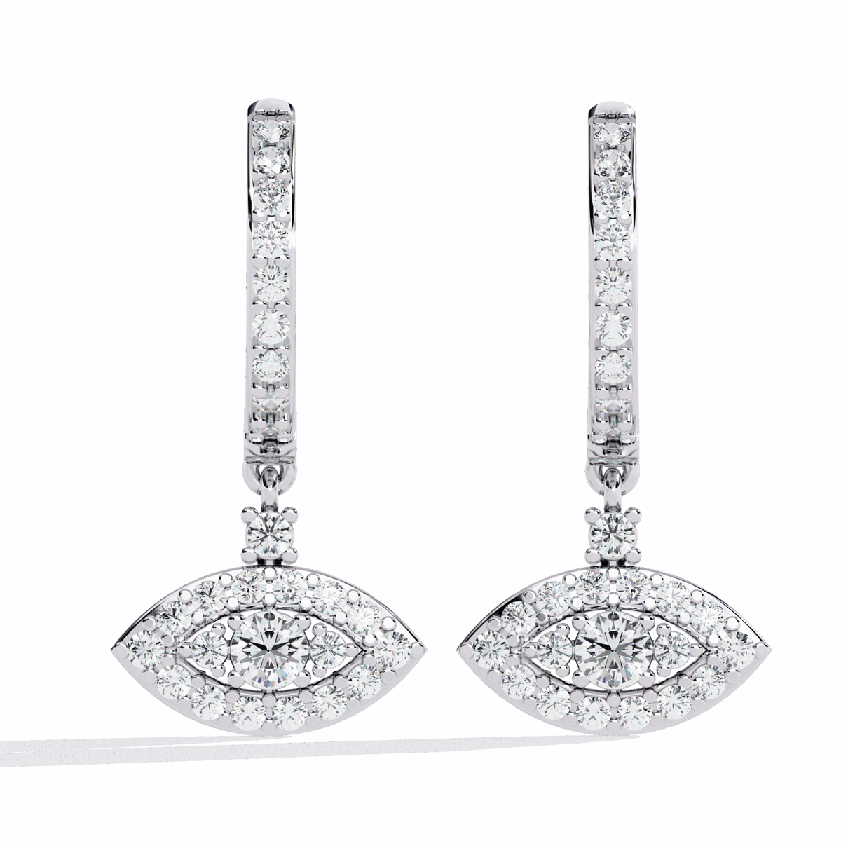 0.5 Carat Marquise Halo Drop Earrings in Moissanite | House of Estara