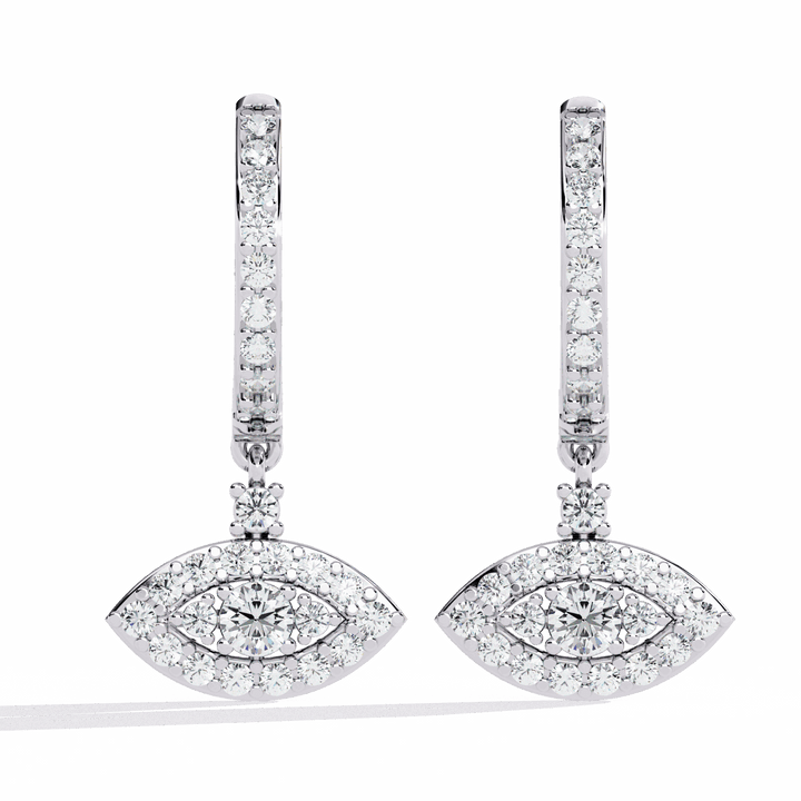 0.5 Carat Marquise Halo Drop Earrings in Moissanite | House of Estara