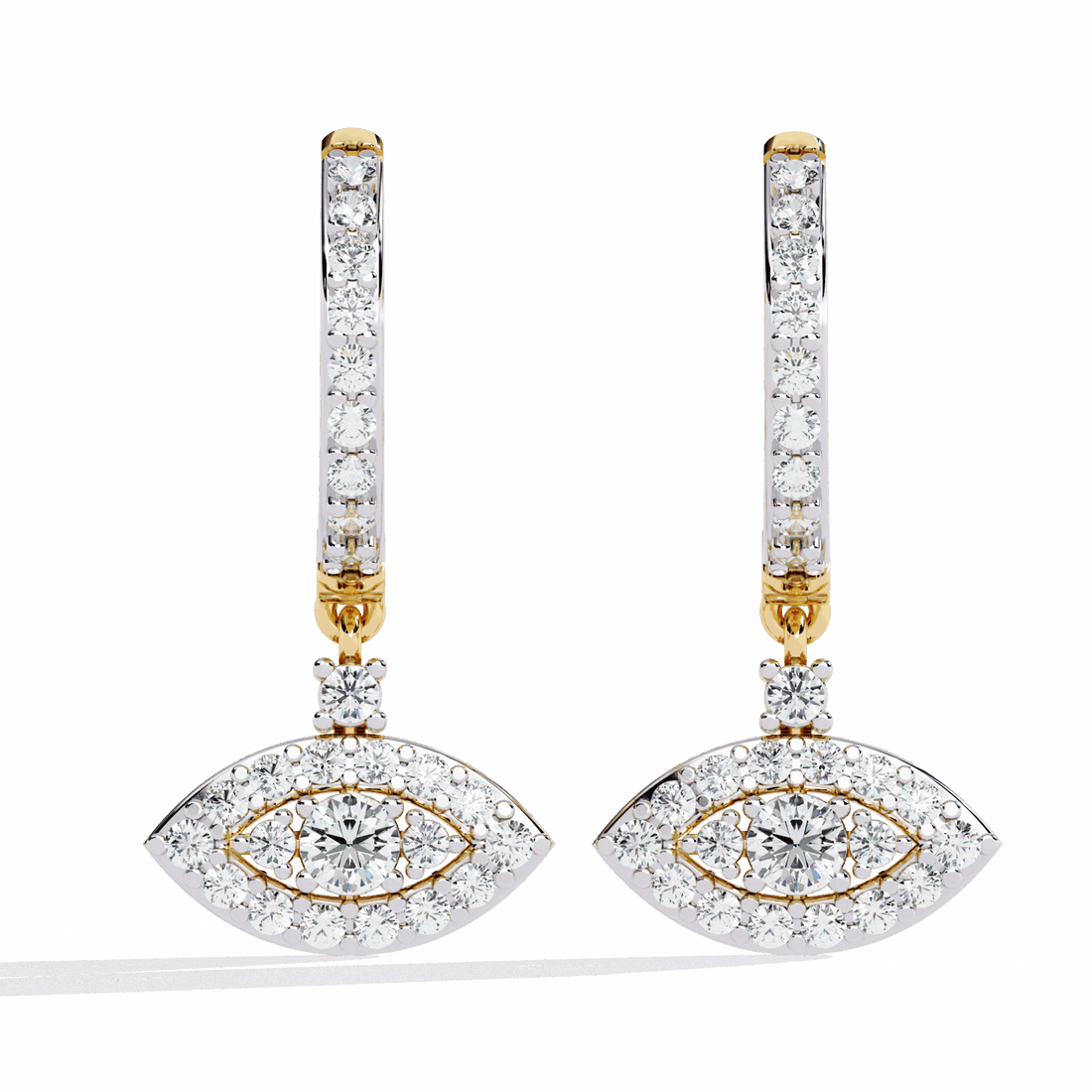 0.5 Carat Marquise Halo Drop Earrings in Moissanite | House of Estara