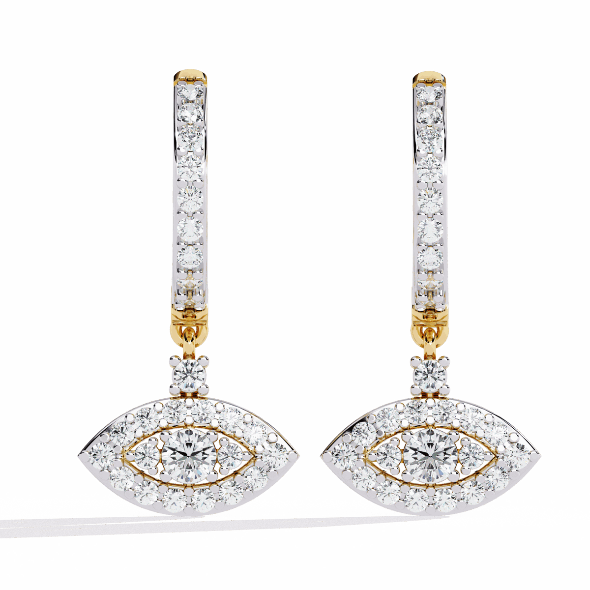 0.5 Carat Marquise Halo Drop Earrings in Moissanite | House of Estara