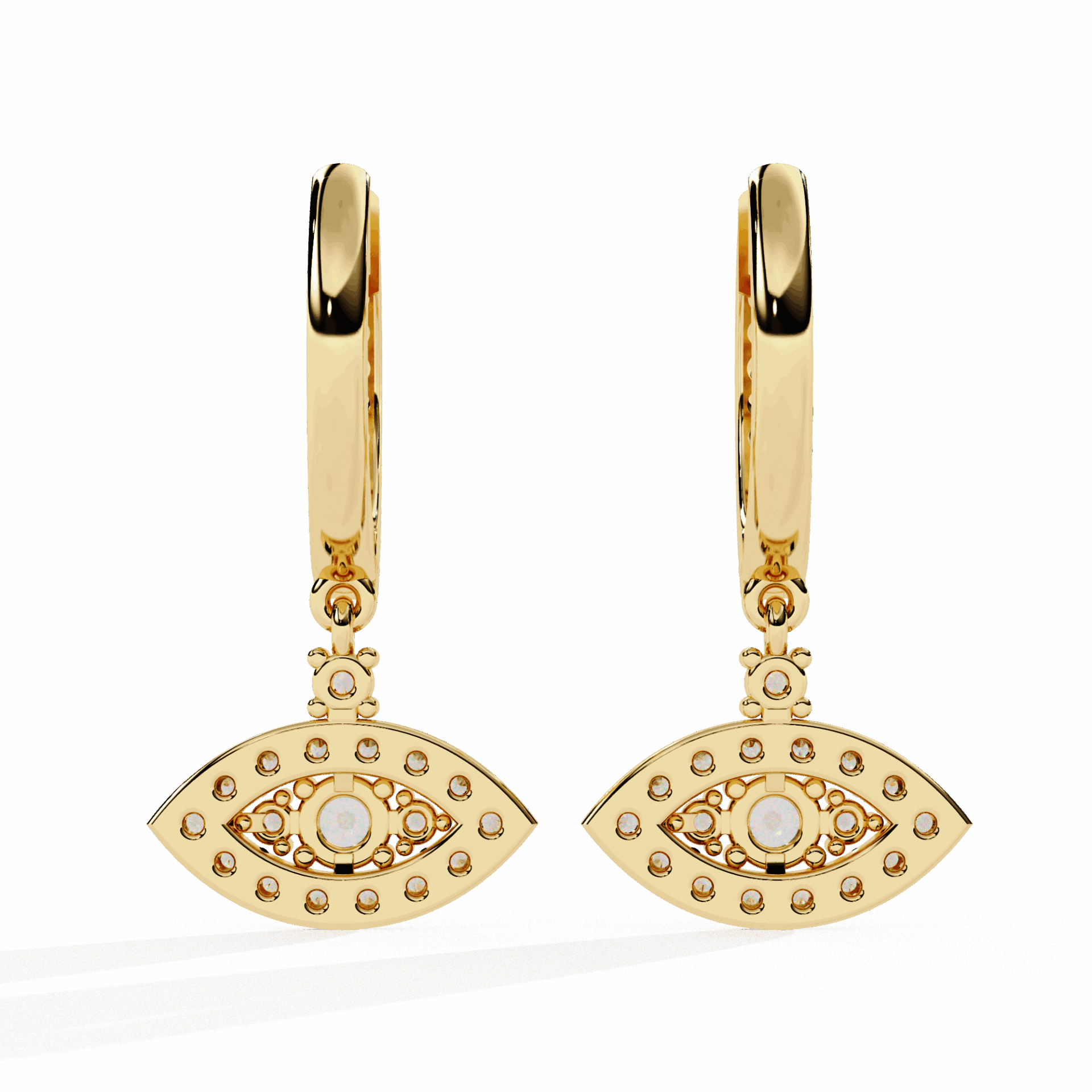 0.5 Carat Marquise Halo Drop Earrings in Moissanite | House of Estara