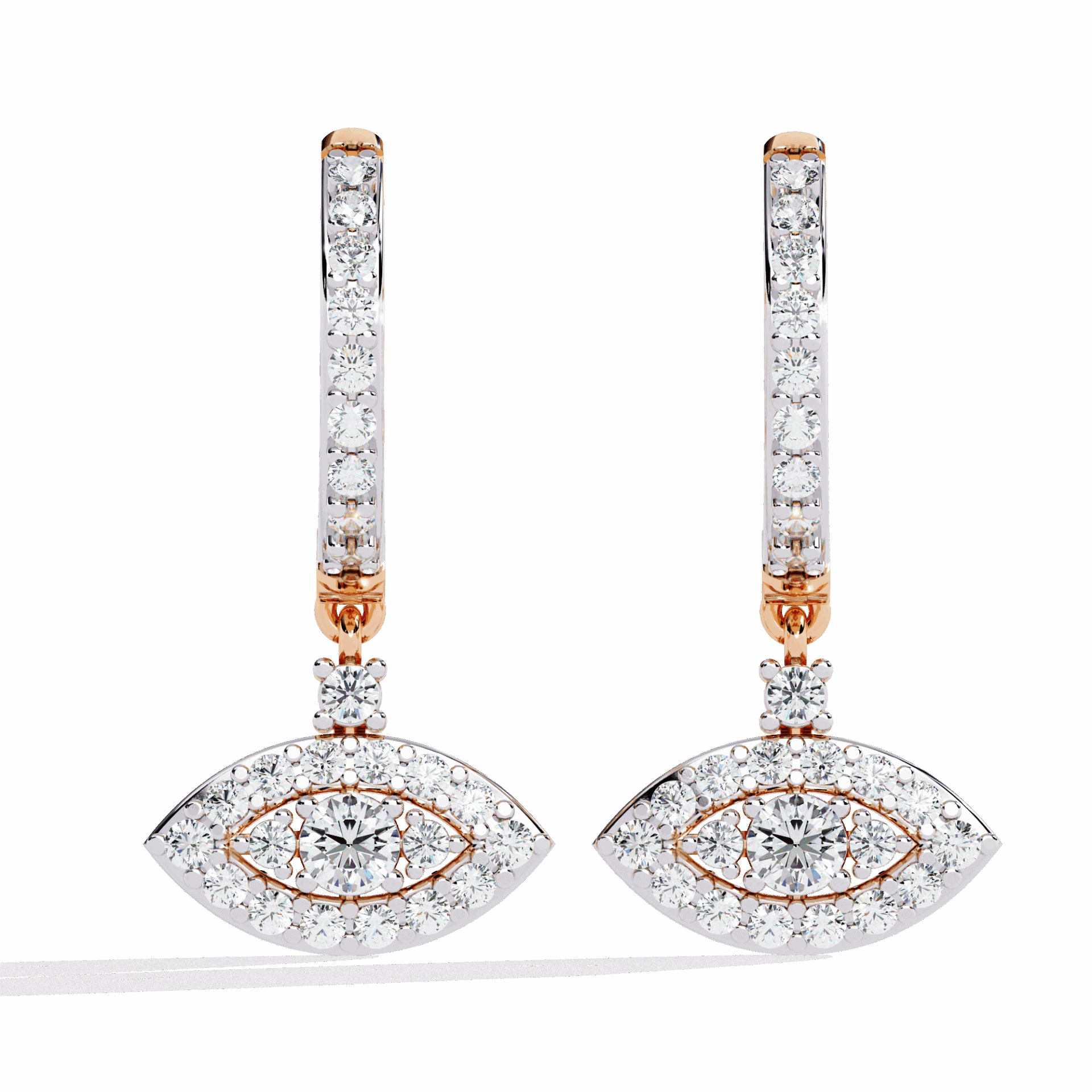 0.5 Carat Marquise Halo Drop Earrings in Moissanite | House of Estara