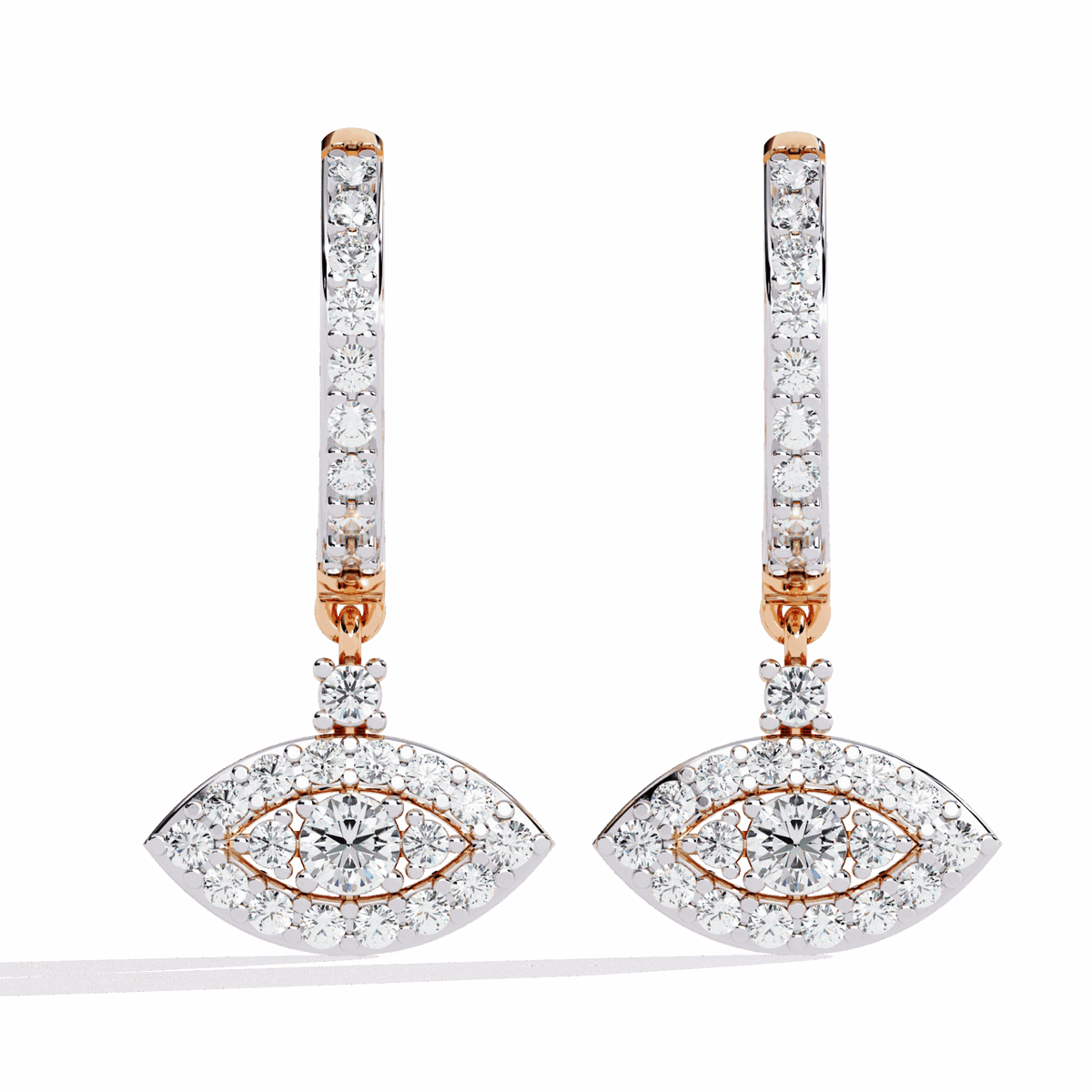 0.5 Carat Marquise Halo Drop Earrings in Moissanite | House of Estara