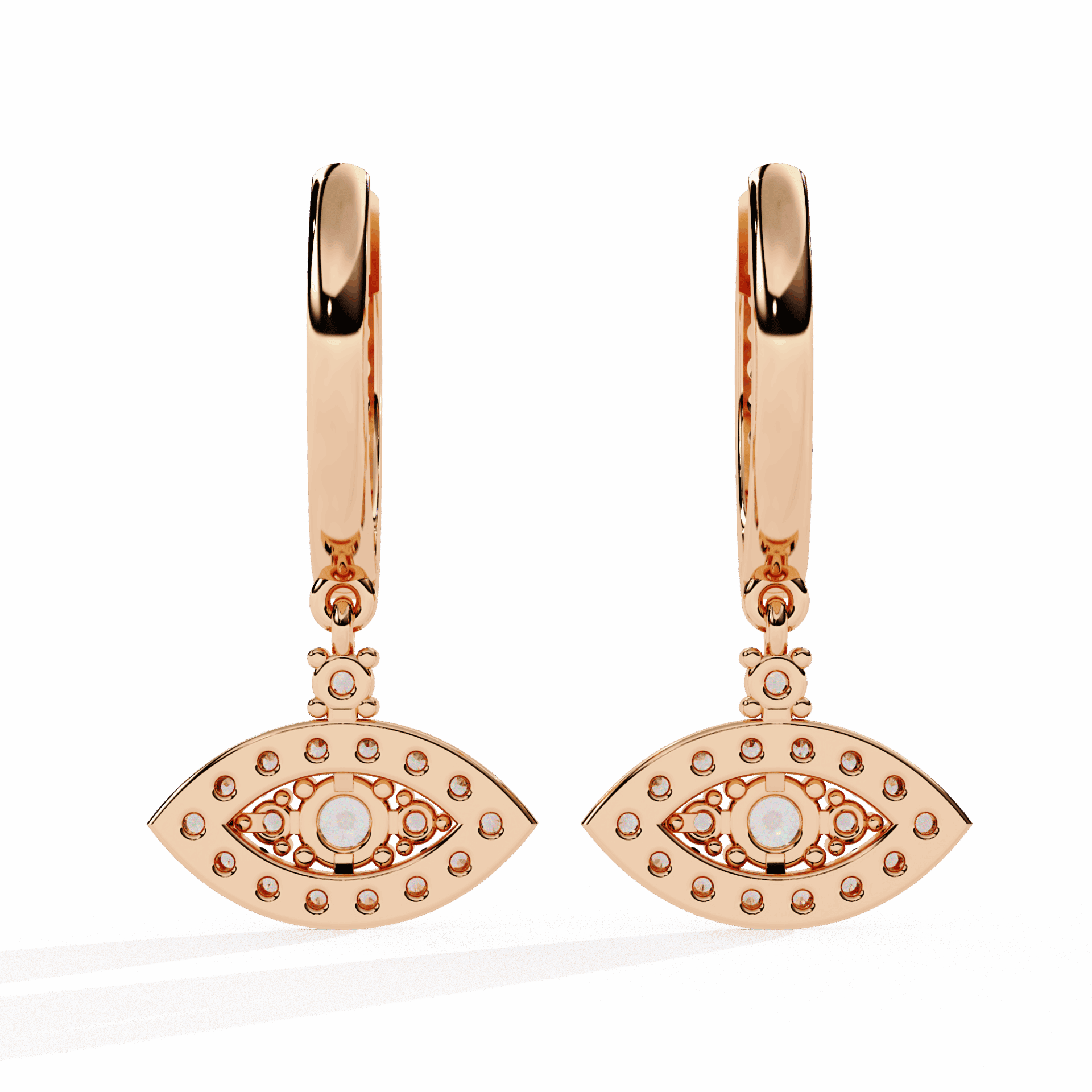0.5 Carat Marquise Halo Drop Earrings in Moissanite | House of Estara