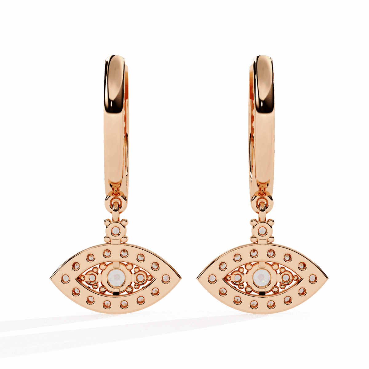 0.5 Carat Marquise Halo Drop Earrings in Moissanite | House of Estara