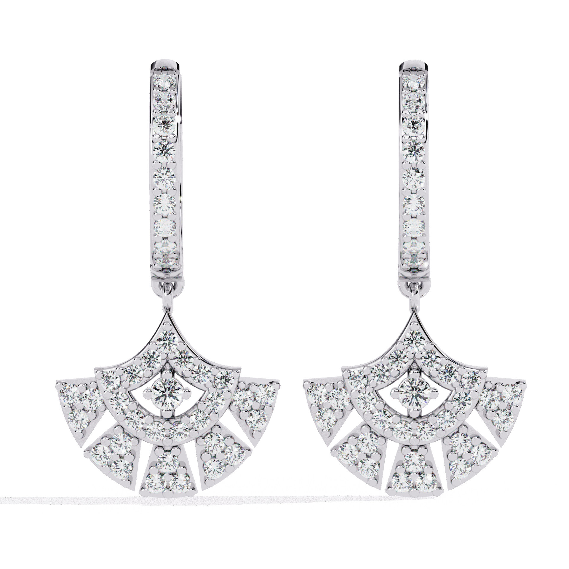 0.5 Carat Radiant Fan Dangle Earrings in Moissanite | House of Estara